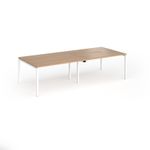 Connex Goal-Post 2800 x 1200 x 725mm Back to Back Desk (4 x 1400mm) - White Frame / Beech Top
