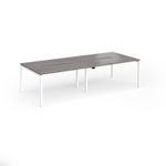 Connex Goal-Post 2800 x 1200 x 725mm Back to Back Desk (4 x 1400mm) - White Frame / Grey Oak Top