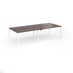 Connex Goal-Post 2800 x 1200 x 725mm Back to Back Desk (4 x 1400mm) - White Frame / Walnut Top