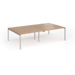 Connex Goal-Post 2800 x 1600 x 725mm Back to Back Desk (4 x 1400mm) - Silver Frame / Beech Top