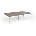 Connex Goal-Post 2800 x 1600 x 725mm Back to Back Desk (4 x 1400mm) - Silver Frame / Nebraska Oak Top