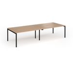 Connex Goal-Post 3200 x 1200 x 725mm Back to Back Desk (4 x 1600mm) - Black Frame / Beech Top