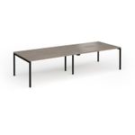 Connex Goal-Post 3200 x 1200 x 725mm Back to Back Desk (4 x 1600mm) - Black Frame / Nebraska Oak Top