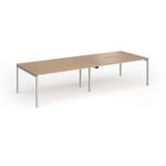 Connex Goal-Post 3200 x 1200 x 725mm Back to Back Desk (4 x 1600mm) - Silver Frame / Beech Top