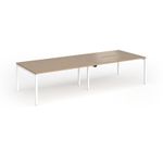 Connex Goal-Post 3200 x 1200 x 725mm Back to Back Desk (4 x 1600mm) - White Frame / Kendal Oak Top