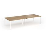 Connex Goal-Post 3200 x 1200 x 725mm Back to Back Desk (4 x 1600mm) - White Frame / Oak Top