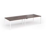 Connex Goal-Post 3200 x 1200 x 725mm Back to Back Desk (4 x 1600mm) - White Frame / Walnut Top