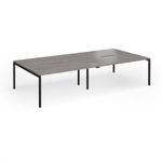 Connex Goal-Post 3200 x 1600 x 725mm Back to Back Desk (4 x 1600mm) - Black Frame / Grey Oak Top