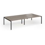 Connex Goal-Post 3200 x 1600 x 725mm Back to Back Desk (4 x 1600mm) - Black Frame / Nebraska Oak Top