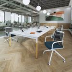 Connex Goal-Post 3200 x 1600 x 725mm Back to Back Desk (4 x 1600mm) - Silver Frame / Oak Top