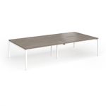 Connex Goal-Post 3200 x 1600 x 725mm Back to Back Desk (4 x 1600mm) - White Frame / Nebraska Oak Top