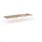 Connex Goal-Post 3600 x 1200 x 725mm Back to Back Desk (6 x 1200mm) - White Frame / Beech Top