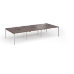 Connex Goal-Post 3600 x 1600 x 725mm Back to Back Desk (6 x 1200mm) - Silver Frame / Walnut Top