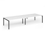 Connex Goal-Post 3600 x 1200 x 725mm Back to Back Desk (4 x 1800mm) - Black Frame / White Top