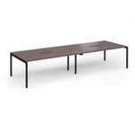Connex Goal-Post 3600 x 1200 x 725mm Back to Back Desk (4 x 1800mm) - Black Frame / Walnut Top