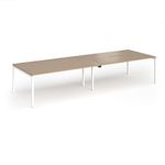 Connex Goal-Post 3600 x 1200 x 725mm Back to Back Desk (4 x 1800mm) - White Frame / Kendal Oak Top