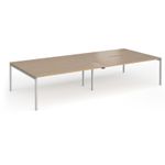Connex Goal-Post 3600 x 1600 x 725mm Back to Back Desk (4 x 1800mm) - Silver Frame / Kendal Oak Top