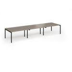 Connex Goal-Post 4200 x 1200 x 725mm Back to Back Desk (6 x 1400mm) - Black Frame / Nebraska Oak Top