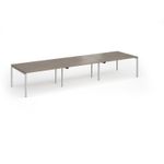 Connex Goal-Post 4200 x 1200 x 725mm Back to Back Desk (6 x 1400mm) - Silver Frame / Nebraska Oak Top