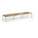 Connex Goal-Post 4200 x 1200 x 725mm Back to Back Desk (6 x 1400mm) - Silver Frame / Oak Top