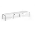 Connex Goal-Post 4200 x 1200 x 725mm Back to Back Desk (6 x 1400mm) - Silver Frame / White Top