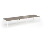 Connex Goal-Post 4200 x 1200 x 725mm Back to Back Desk (6 x 1400mm) - White Frame / Nebraska Oak Top