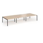 Connex Goal-Post 4200 x 1600 x 725mm Back to Back Desk (6 x 1400mm) - Black Frame / Beech Top