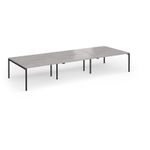 Connex Goal-Post 4200 x 1600 x 725mm Back to Back Desk (6 x 1400mm) - Black Frame / Grey Oak Top
