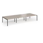 Connex Goal-Post 4200 x 1600 x 725mm Back to Back Desk (6 x 1400mm) - Black Frame / Nebraska Oak Top