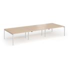 Connex Goal-Post 4200 x 1600 x 725mm Back to Back Desk (6 x 1400mm) - Silver Frame / Beech Top