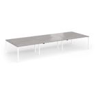 Connex Goal-Post 4200 x 1600 x 725mm Back to Back Desk (6 x 1400mm) - White Frame / Grey Oak Top