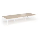 Connex Goal-Post 4200 x 1600 x 725mm Back to Back Desk (6 x 1400mm) - White Frame / Kendal Oak Top