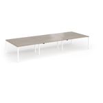 Connex Goal-Post 4200 x 1600 x 725mm Back to Back Desk (6 x 1400mm) - White Frame / Nebraska Oak Top