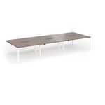 Connex Goal-Post 4200 x 1600 x 725mm Back to Back Desk (6 x 1400mm) - White Frame / Walnut Top