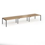 Connex Goal-Post 4800 x 1200 x 725mm Back to Back Desk (6 x 1600mm) - Black Frame / Oak Top