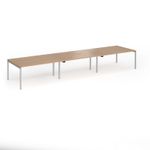 Connex Goal-Post 4800 x 1200 x 725mm Back to Back Desk (6 x 1600mm) - Silver Frame / Beech Top