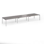 Connex Goal-Post 4800 x 1200 x 725mm Back to Back Desk (6 x 1600mm) - Silver Frame / Grey Oak Top