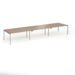 Connex Goal-Post 4800 x 1200 x 725mm Back to Back Desk (6 x 1600mm) - Silver Frame / Kendal Oak Top