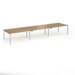 Connex Goal-Post 4800 x 1200 x 725mm Back to Back Desk (6 x 1600mm) - Silver Frame / Oak Top