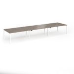 Connex Goal-Post 4800 x 1200 x 725mm Back to Back Desk (6 x 1600mm) - White Frame / Nebraska Oak Top