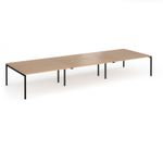 Connex Goal-Post 4800 x 1600 x 725mm Back to Back Desk (6 x 1600mm) - Black Frame / Beech Top