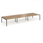 Connex Goal-Post 4800 x 1600 x 725mm Back to Back Desk (6 x 1600mm) - Black Frame / Oak Top