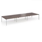 Connex Goal-Post 4800 x 1600 x 725mm Back to Back Desk (6 x 1600mm) - Silver Frame / Walnut Top