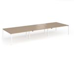 Connex Goal-Post 4800 x 1600 x 725mm Back to Back Desk (6 x 1600mm) - White Frame / Kendal Oak Top