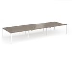 Connex Goal-Post 4800 x 1600 x 725mm Back to Back Desk (6 x 1600mm) - White Frame / Nebraska Oak Top
