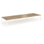 Connex Goal-Post 4800 x 1600 x 725mm Back to Back Desk (6 x 1600mm) - White Frame / Oak Top