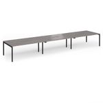 Connex Goal-Post 5400 x 1200 x 725mm Back to Back Desk (6 x 1800mm) - Black Frame / Grey Oak Top