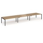 Connex Goal-Post 5400 x 1200 x 725mm Back to Back Desk (6 x 1800mm) - Black Frame / Oak Top
