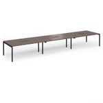 Connex Goal-Post 5400 x 1200 x 725mm Back to Back Desk (6 x 1800mm) - Black Frame / Walnut Top