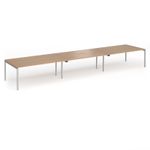 Connex Goal-Post 5400 x 1200 x 725mm Back to Back Desk (6 x 1800mm) - Silver Frame / Beech Top